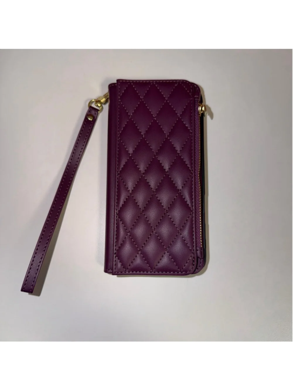 iPhone 16 pro max Quilted Wallet folio wallet phone Case Purple Gold